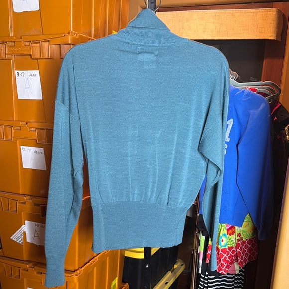 Vintage 90s Nils Ski Sweater Teal Blue Turtleneck Sweater Size Large - Picture 8 of 8
